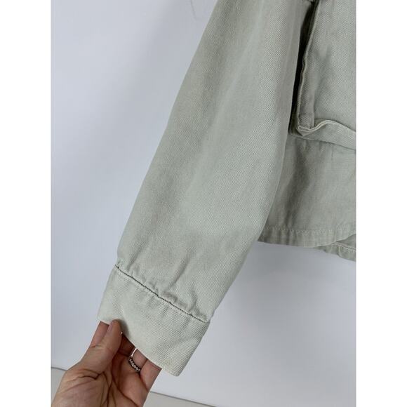Zara Womens Button Down Jean Jacket Mint Green Cotton Size Small - Picture 3 of 8